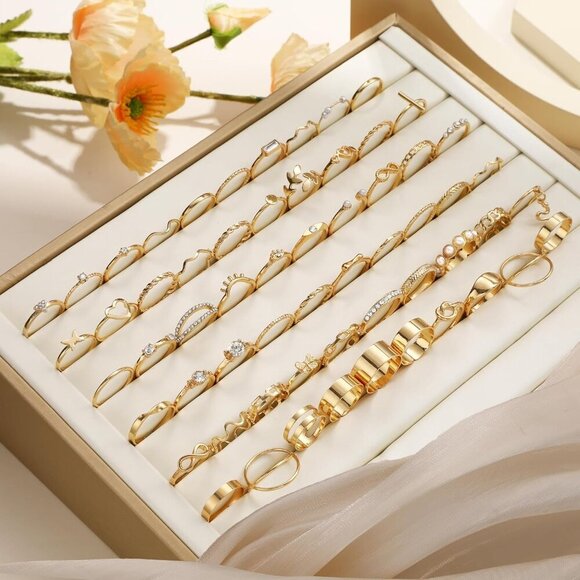 60 Pcs Gold Stackable Rings for Women, Knuckle Rings Chunky Gold Ring Set Dainty - Picture 6 of 9